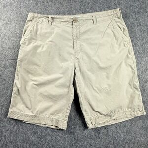 Calvin Klein Mens Size 40 R Tan KhakiCotton Flat Front Chino Shorts Fit DEFECT